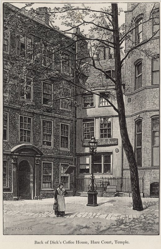Bagsiden af Dicks Coffee House, Hare Court, Temple af English School
