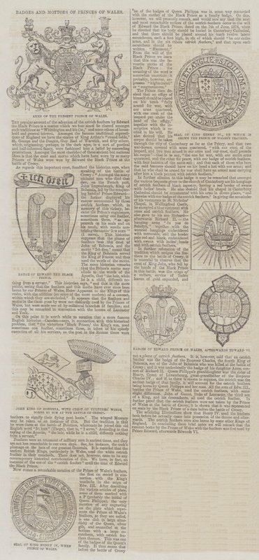 Badges og mottoer fra Princes of Wales (gravering) af English School