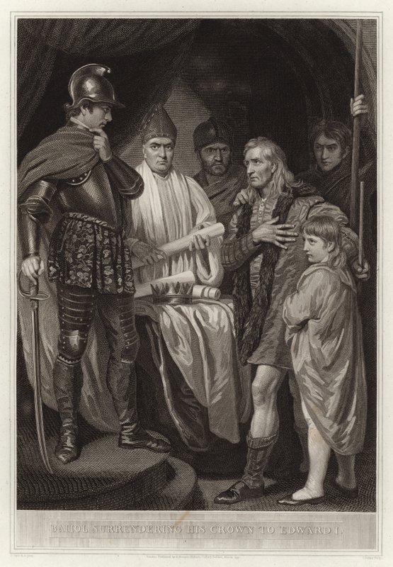 Baliol overgiver sin krone til Edward I af English School