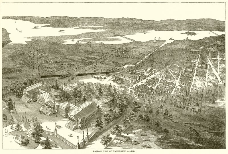 Ballonudsigt over Washington, maj 1861 af English School