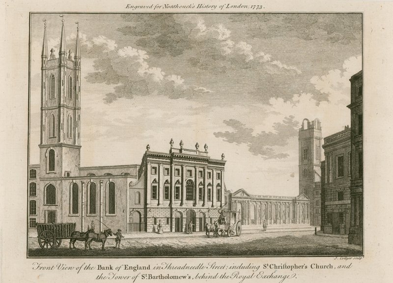 Bank of England, East Wing tilføjet af Sir Robert Taylor, 1765 af English School