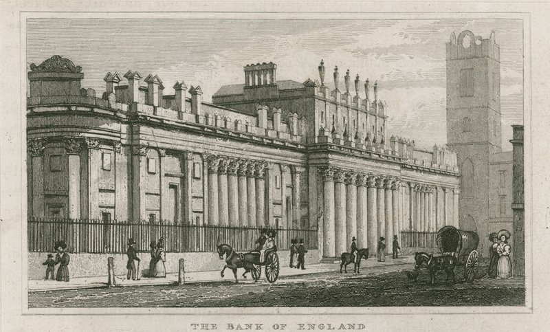 Bank of England, Sir John Soanes South Front, 1823 af English School