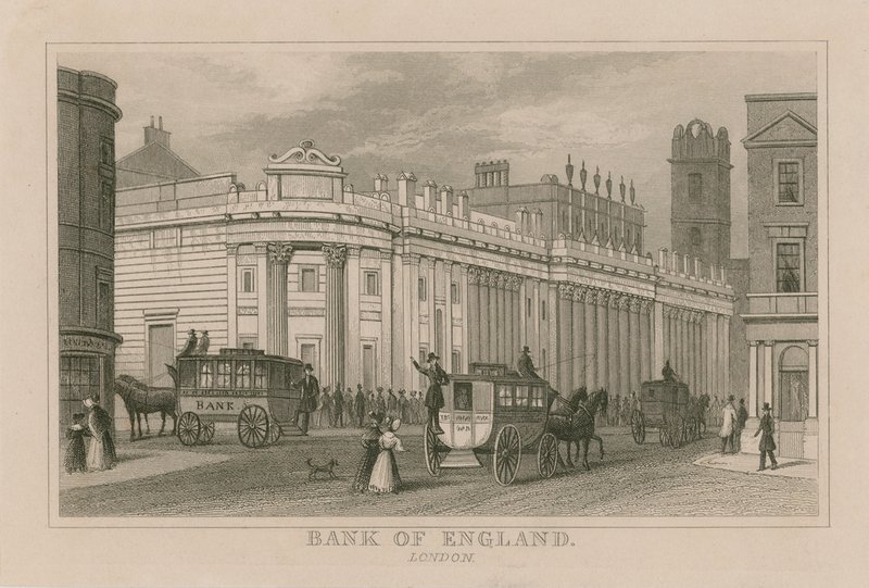 Bank of England, Sir John Soanes South Front, 1823 af English School