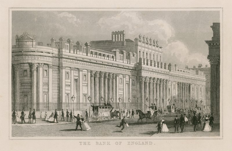 Bank of England, Sir John Soanes South Front, 1823 af English School