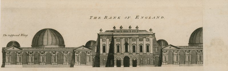 Bank of England, West Wing tilføjet af Sir Robert Taylor, 1783 af English School