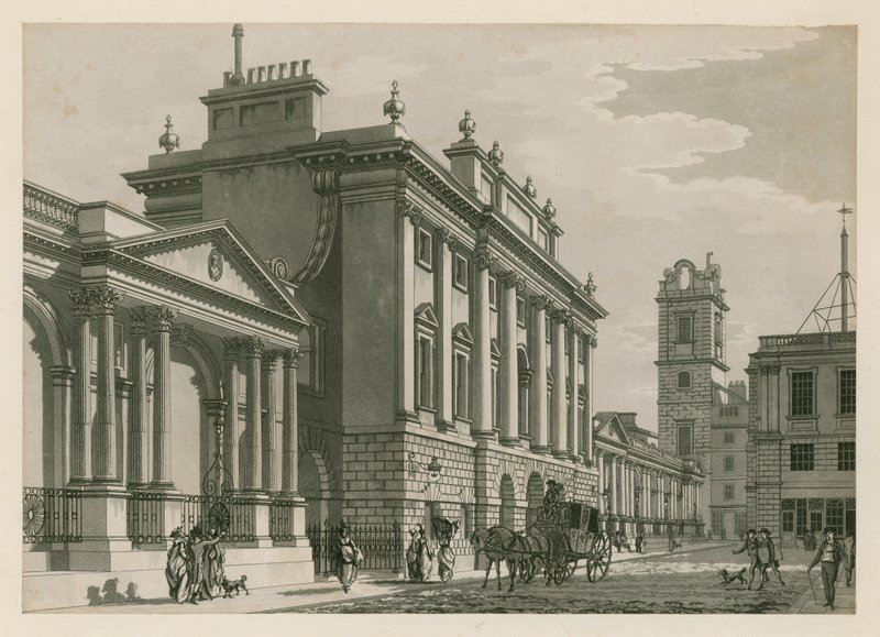 Bank of England, West Wing tilføjet af Sir Robert Taylor, 1783 af English School