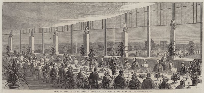 Banket givet i Crystal Palace af Sir Joseph og Lady Paxton (gravering) af English School