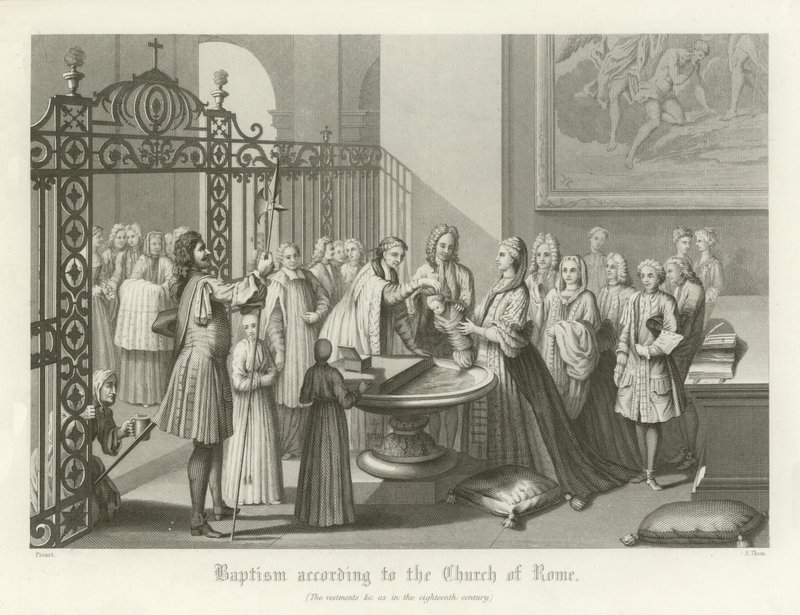 Dåb ifølge Romerkirken, 1700-tallet af English School