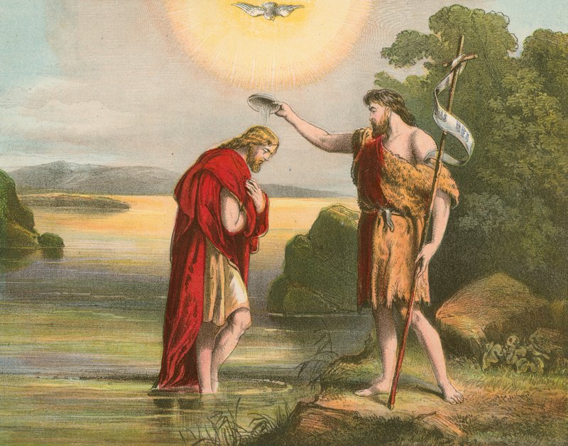 Jesu dåb af Johannes Døberen af English School