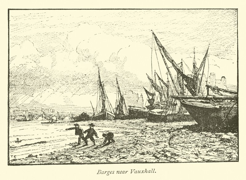 Barges near Vauxhall  af English School