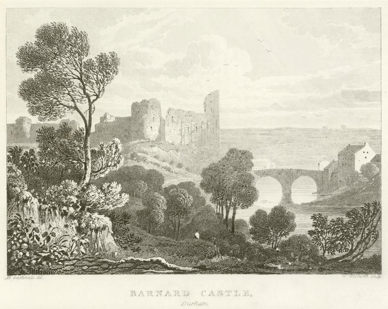 Barnard Castle, Durham (gravering) af English School
