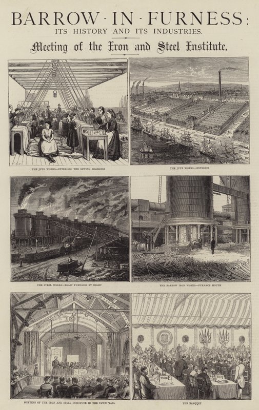 Barrow-in-Furness, dens historie og dens industrier (gravering) af English School