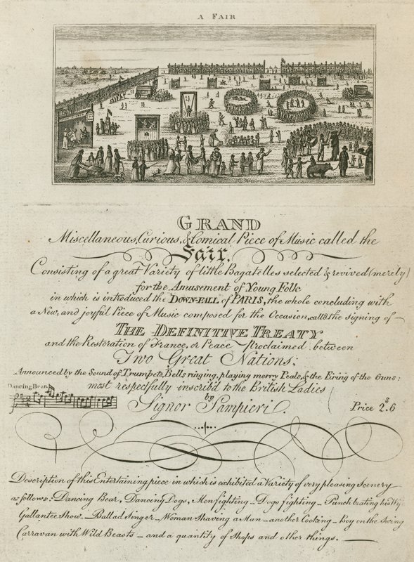 Bartholomew Fair, London: Annoncering af en messe for 1806 af English School