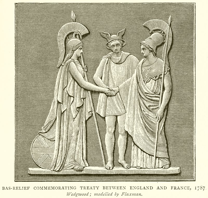 Bas-relief til minde om traktat mellem England og Frankrig, 1787 af English School