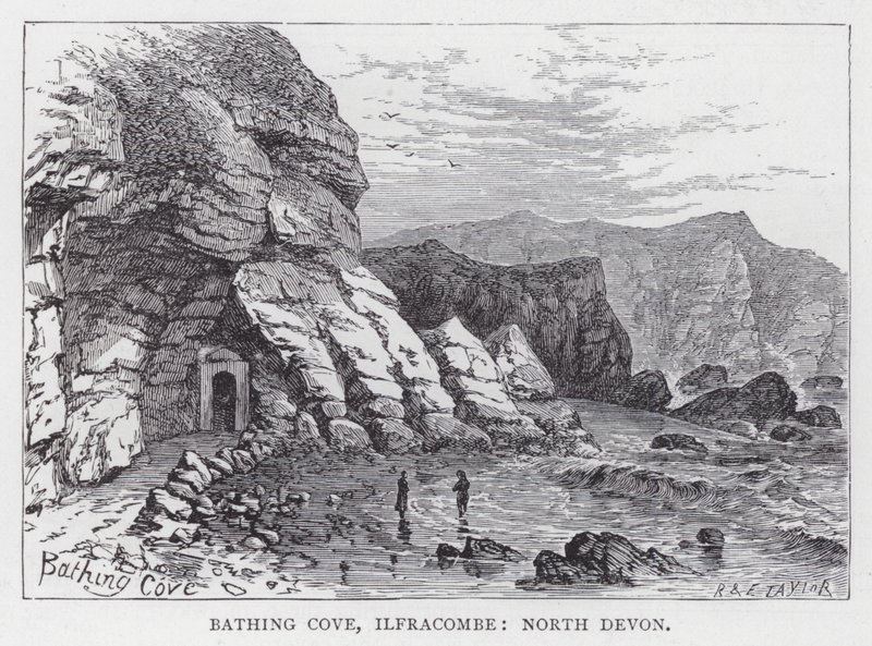Bathing Cove, Ilfracombe, North Devon (gravering) af English School