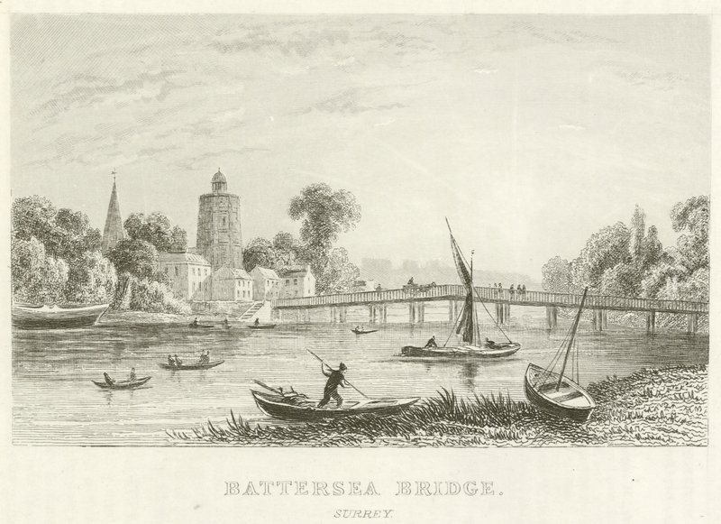 Battersea Bridge, Surrey (gravering) af English School