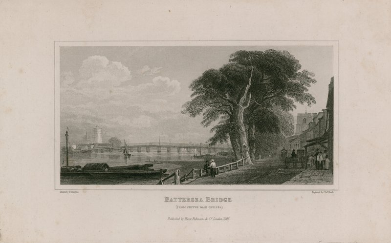 Battersea Bridge, fra Cheyne Walk Chelsea af English School