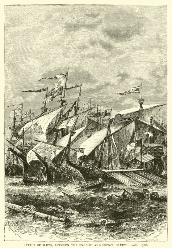 Slaget ved Sluys, mellem den engelske og franske flåde, 1340 e.Kr af English School
