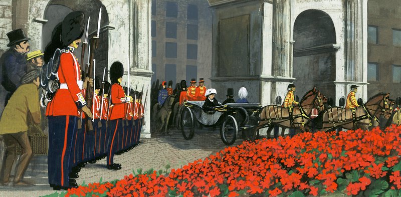 Senge af pelargonier i Victorias dage af English School