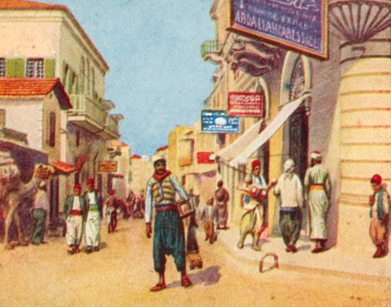Beirut, forretningskvarteret (farvelitografi) af English School