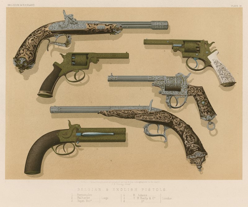 belgiske og engelske pistoler af English School