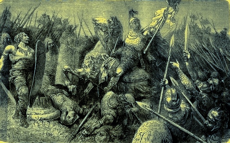 Belisarius leder den romerske hær mod goterne, illustration fra The Illustrated History of the World, udgivet ca. 1880 (digitalt forbedret billede) af English School