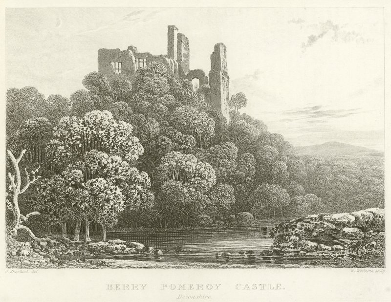 Berry Pomeroy Castle, Devonshire (gravering) af English School