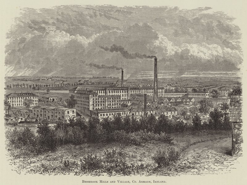 Bessbrook Mills and Village, County Armagh, Irland (gravering) af English School