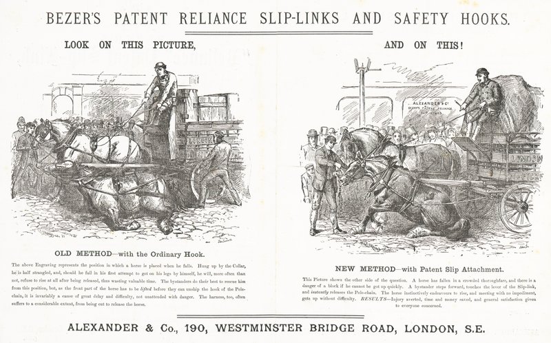 Bezers Patent Reliance Slip-Links og sikkerhedskroge af English School