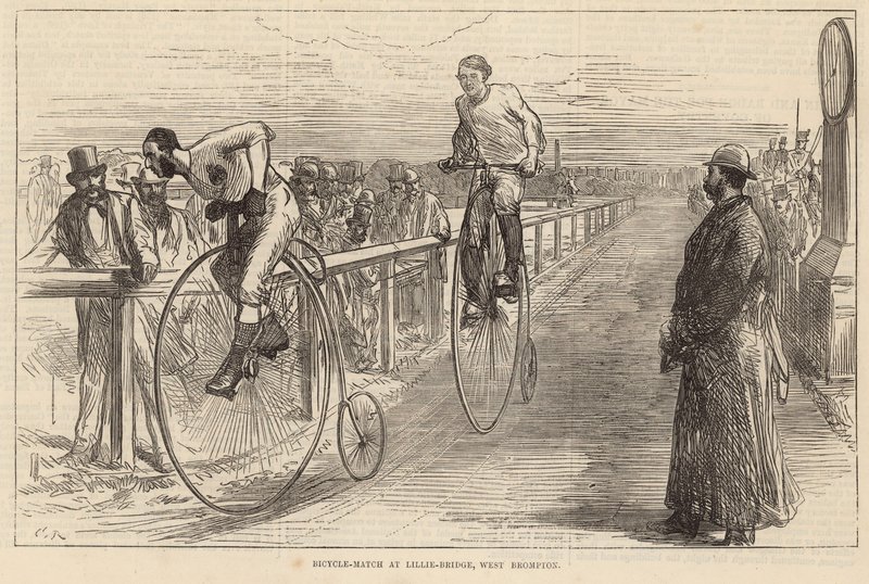 Cykelkamp ved Lillie Bridge, West Brompton af English School