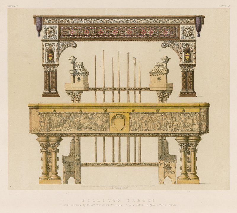 Billardborde (chromolitho) af English School