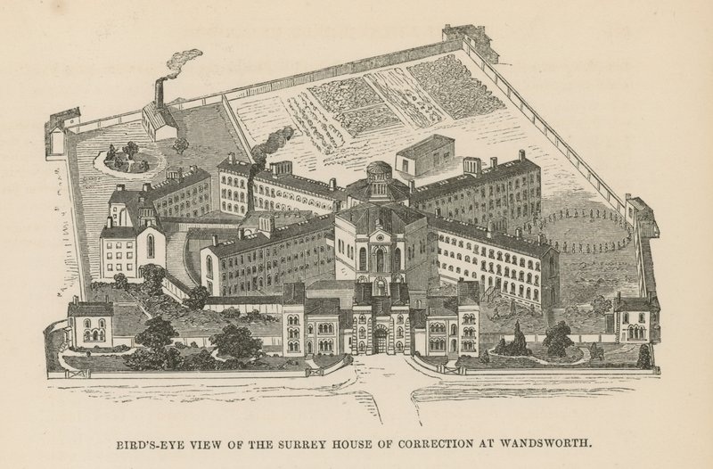 Fugleperspektiv af Surrey House of Correction af English School