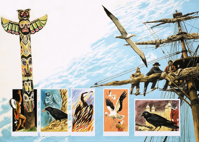 Ulykkelige varsler, herunder albatros, tårn og føniks af English School