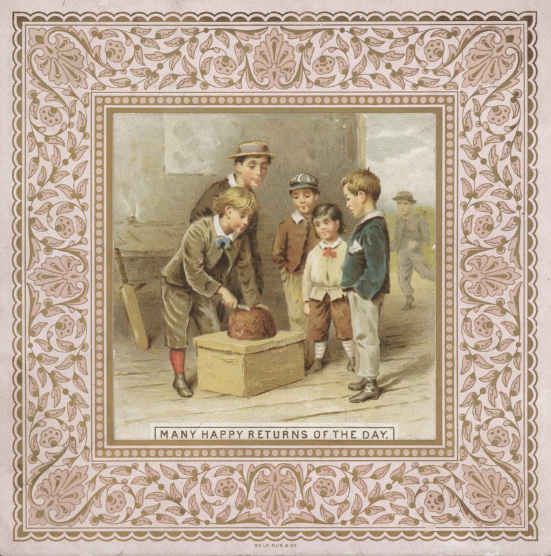 Fødselsdagskort (chromolitho) af English School