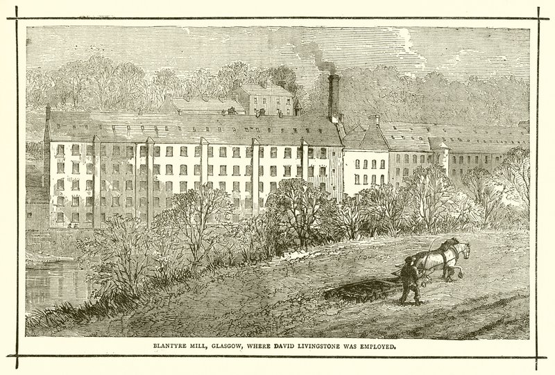 Blantyre Mill, Glasgow, hvor David Livingstone var ansat af English School
