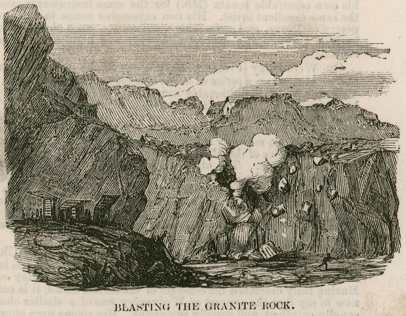 Sprængning af granitklippen, Rubislaw, Aberdeen af English School