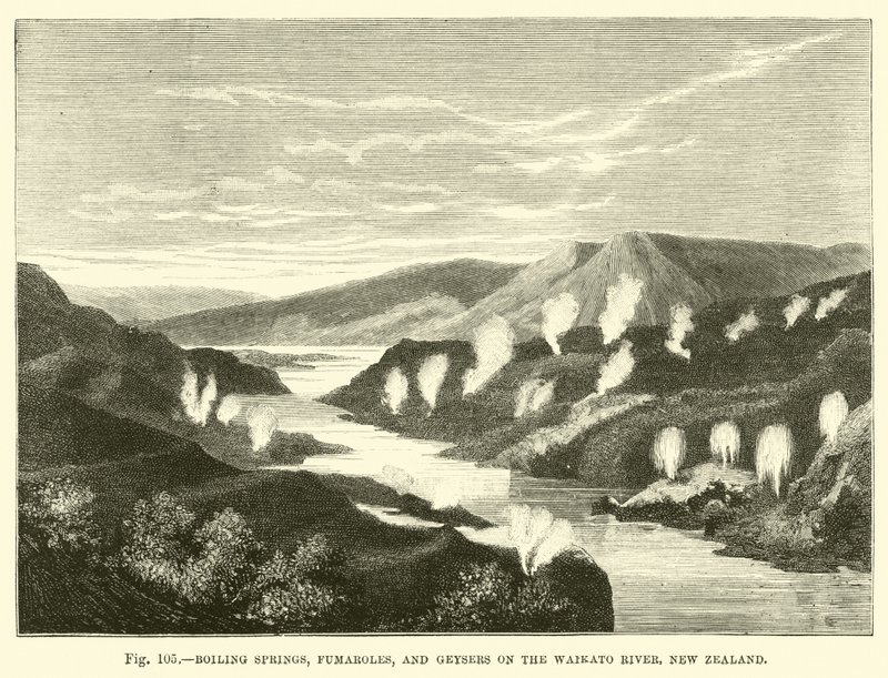 Boiling springs, fumaroles, and geysers on the Waikato River, New Zealand  af English School