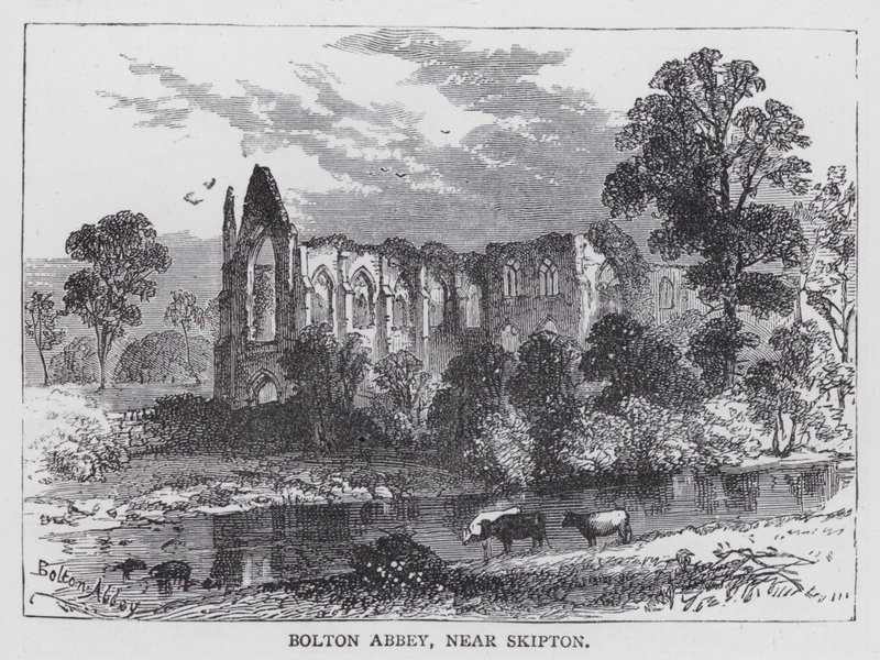 Bolton Abbey, nær Skipton (gravering) af English School