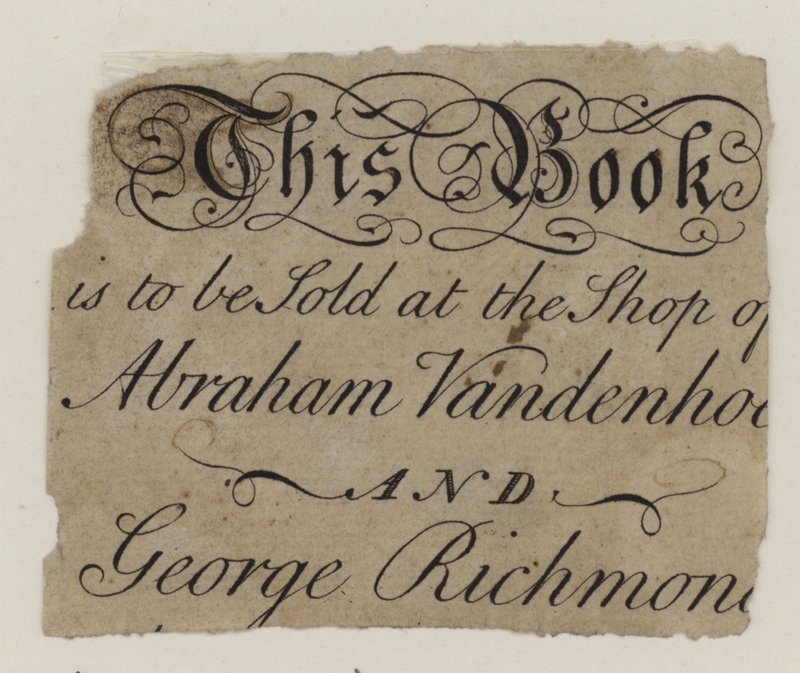 Boghandlere, Abraham Vandenhoeck og George Richmond, handelskort af English School