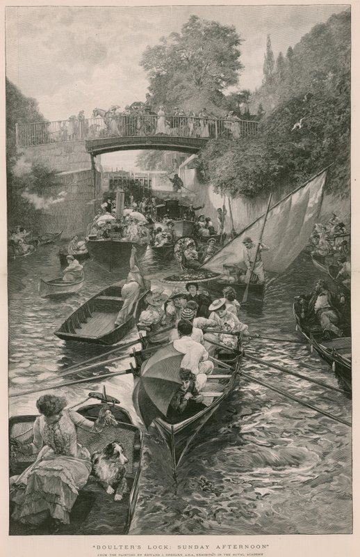 Boulters Lock: Sunday Afternoon, fra et maleri af Edward J Gregory af English School