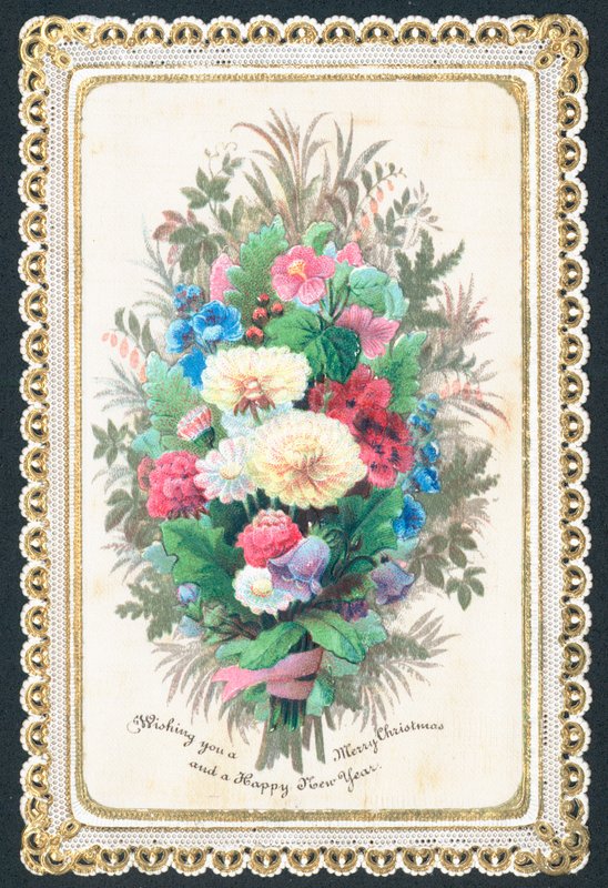 Buket blomster, julekort af English School