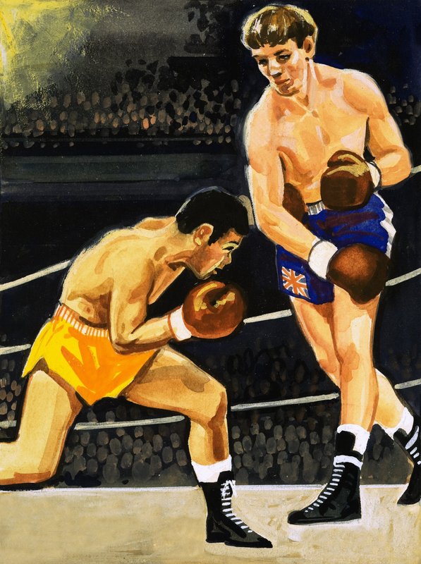Boksning: Alan Rudkin vs. Musahiko Harada i 1965 af English School