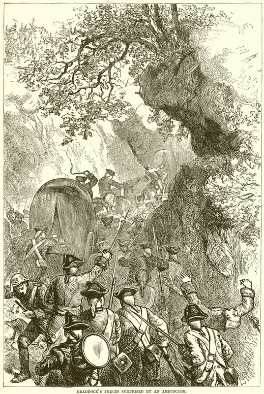 Braddocks Forces overrasket af et ambuscade af English School
