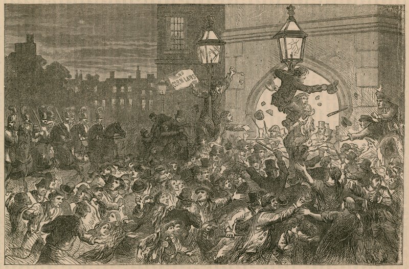 Brødoptøjer ved indgangen til Underhuset, 1815 af English School
