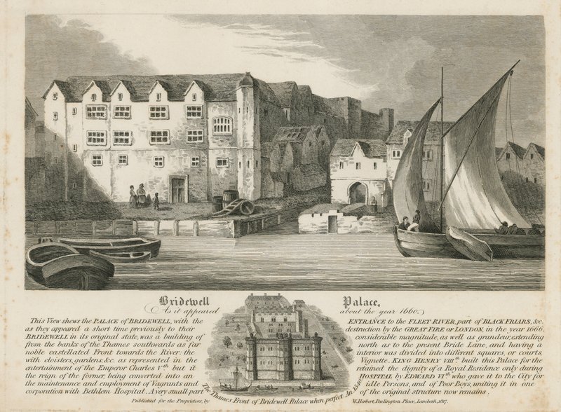 Bridewell Palace, som det så ud omkring år 1660 af English School