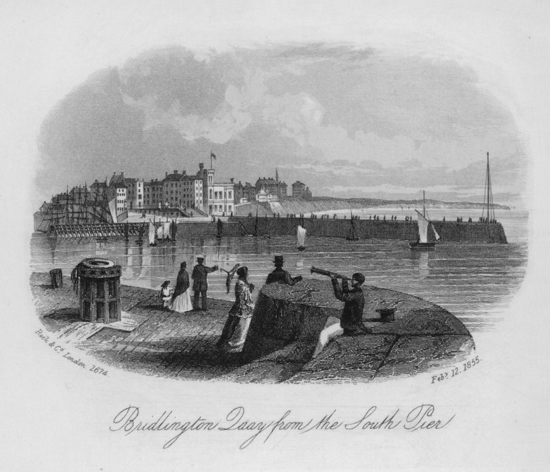 Bridlington Quay fra South Pier (gravering) af English School