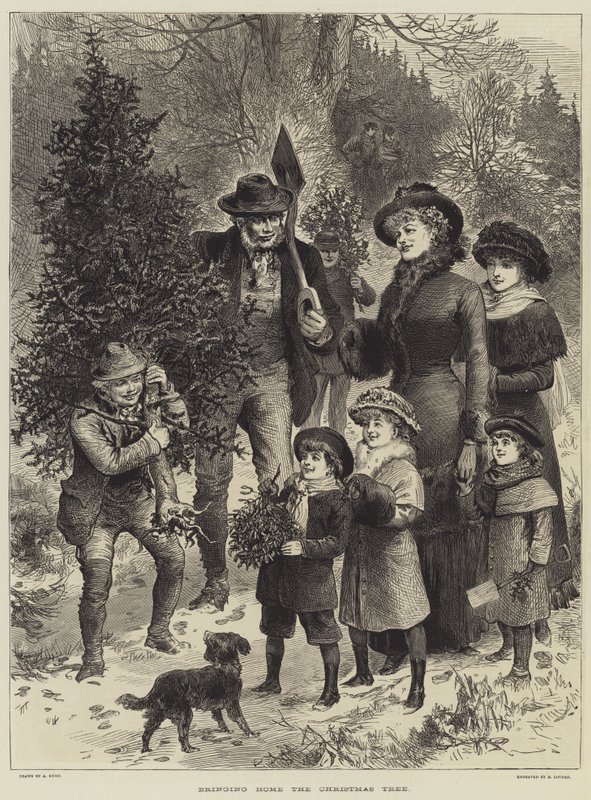 Bringing Home The Christmas Tree (gravering) af English School