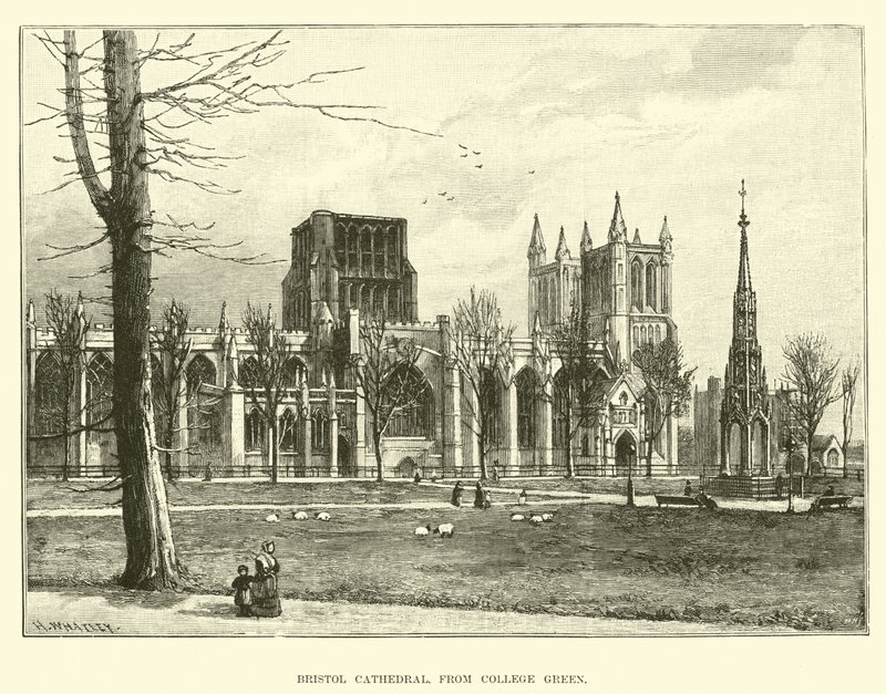 Bristol Cathedral, fra College Green af English School