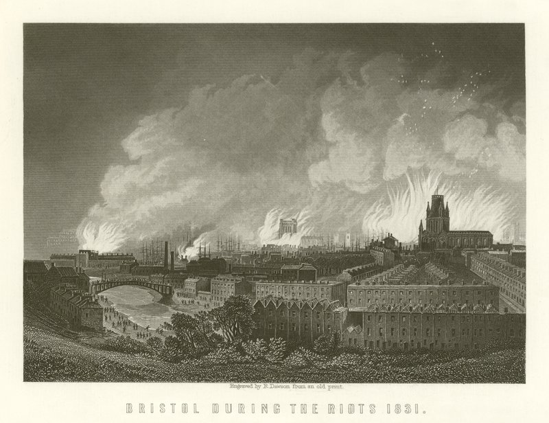 Bristol under optøjerne 1831 af English School