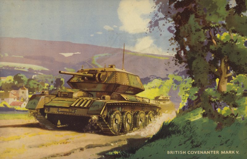 Britisk Covenanter Mark V tank, Anden Verdenskrig (farve litho) af English School